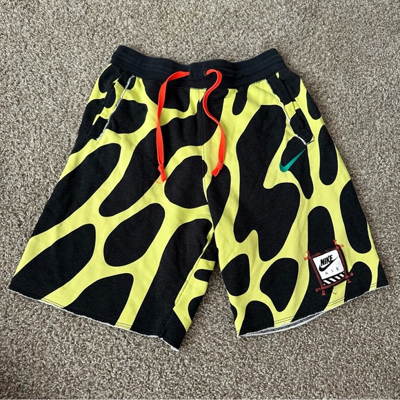 Nike Men's Black and Neon Yellow Athletic Shorts - Picture 1 of 3